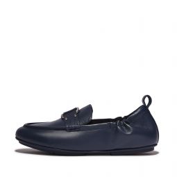 Stud-Buckle Leather Loafers