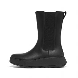 Leather Flatform High Chelsea Boots