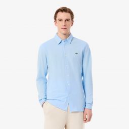 Mens Slim Fit Cotton Pique Shirt Men - Blue - Lacoste - Button Down Shirts