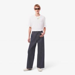 Mens Runway Wide Leg Selvedge Jeans Men - Blue - Lacoste - Pants