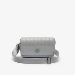 Monogram Leather Flap Close Satchel Unisex - Blue - Lacoste - Bags