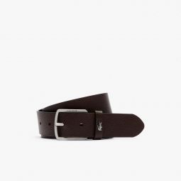 Grained Leather Belt Men - Brown - Lacoste - Belts