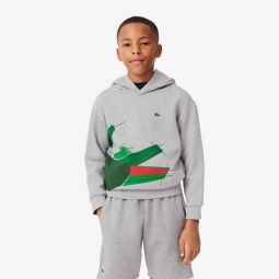 Kids Crocodile Graphic Hoodie Boys - Grey - Lacoste - Sweaters & Sweatshirts