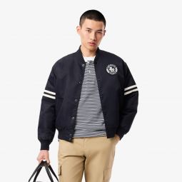 Mens Embroidered Badge Water-Repellent Bomber Jacket Men - Blue - Lacoste - Jackets & Coats