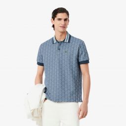 Mens Classic Fit Monogram Polo Men - Blue - Lacoste - Polos