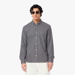 Mens Regular Fit Stretch Plaid Shirt Men - White - Lacoste - Button Down Shirts