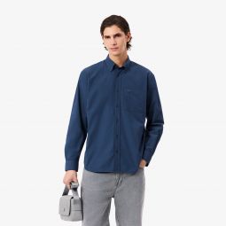 Mens Lightweight Relaxed Fit Poplin Shirt Men - Blue - Lacoste - Button Down Shirts