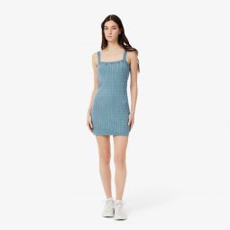 Womens Wash Effect Cable Knit Dress Women - Blue - Lacoste - Dresses