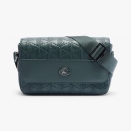 Monogram Leather Flap Close Satchel Unisex - Green - Lacoste - Bags