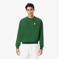 Mens Made In France Embroidered Shield Sweatshirt Men - Green - Lacoste - Sweaters & Sweatshirts
