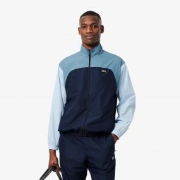 Mens Water-Repellent Colorblock Track Jacket Men - Blue - Lacoste - Jackets & Coats