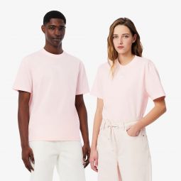 Unisex Signature Print Cotton T-Shirt Unisex - Pink - Lacoste - T-Shirts