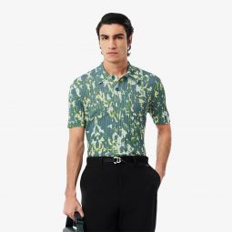 Mens Short Sleeve Graphic Print Polo Collar Sweater Men - Blue - Lacoste - Sweaters & Sweatshirts