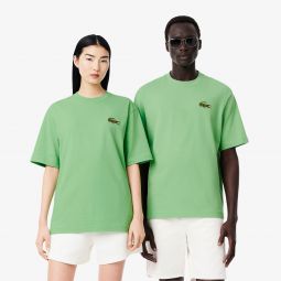 Unisex Loose Fit Heavy Cotton Badge T-Shirt Unisex - Green - Lacoste - T-Shirts