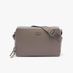 Chantaco Pique Leather Reporter Bag Unisex - Brown - Lacoste - Bags