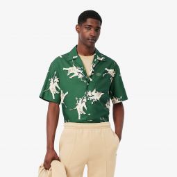 Mens Relaxed Fit Rene Lacoste Print Shirt Men - Green - Lacoste - Button Down Shirts
