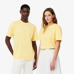 Unisex Signature Print Cotton T-Shirt Unisex - Yellow - Lacoste - T-Shirts