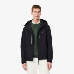 Mens Waterproof Windproof Hooded Parka Men - Black - Lacoste - Jackets & Coats