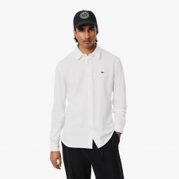 Mens Slim Fit Cotton Pique Shirt Men - White - Lacoste - Button Down Shirts