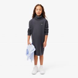 Kids Knit Turtleneck Dress Girls - Grey - Lacoste - Dresses & Skirts