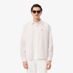 Mens Regular Fit Striped Oxford Shirt Men - White - Lacoste - Button Down Shirts