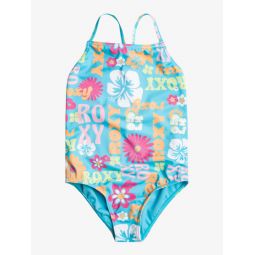Girls 4-16 Flower Vintage Power One-Piece Swimsuit For Girls