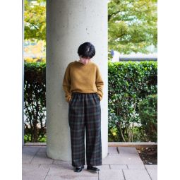 Wool Straight Easy Pants - Brown/Green Checks