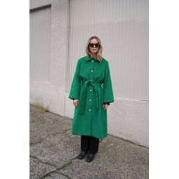 Wool Trench Coat - Kelly Green