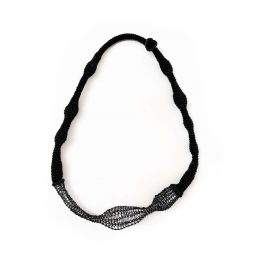 Black Wave Necklace - Cotton/Metal