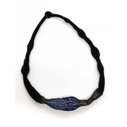 Blue Accent Wave Necklace - Cotton/Metal