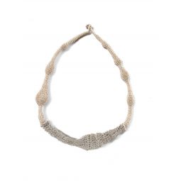 Cotton & Metal Wave Necklace - Cream