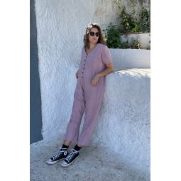 Short Sleeve Light Jumpsuit - Lavender