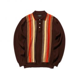 Stripe Knit Polo - Dark Brown
