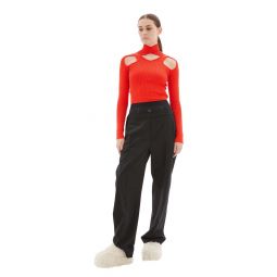 Cut Out Knit Jumper - Red