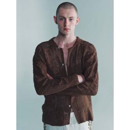 Overdye Crochet Shirt - Brown