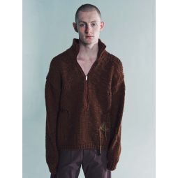 Wool Winter Hand Made Zip Up - Brown