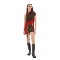 Drape Printed Dress - Red