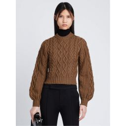 Chunky Cable Bell Sleeve Sweater - Camel
