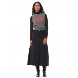 Cotton Suiting Maxi Slit Skirt - Black