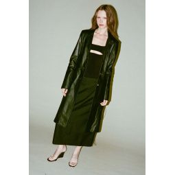 PRISCAVera Leather Lace Up Coat - Black