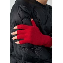 White + Warren Cashmere Fingerless Gloves - Crimson