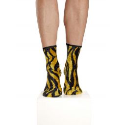 Velvet Ankle Socks - Tiger Print