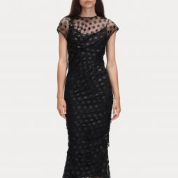 Delorate Sequin Dots Tulle Dress - Black