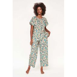 Organic Cotton Handblocked Pajama Pant Set - Onyx Bloom