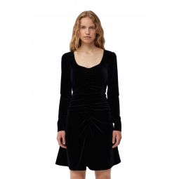 Velvet Jersey Mini Dress - Black