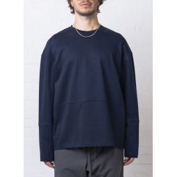 Double Knit L/s Patchwork Tee - Midnight Blue