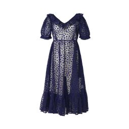 Ruffle May Dress - Midnight Blue Flocked Star