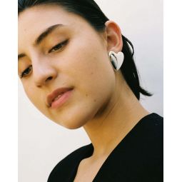 Voluptuous Heart Earrings - Silver