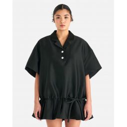 Short Sleeved Hoodie Dress - Black
