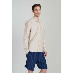 Proper Double Pocket Portuguese Oxford Cotton Shirt - Beige
